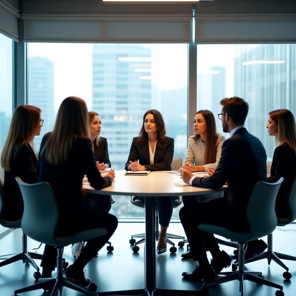 TürkCoach ekibi İstanbul ofisinde bir toplantıda